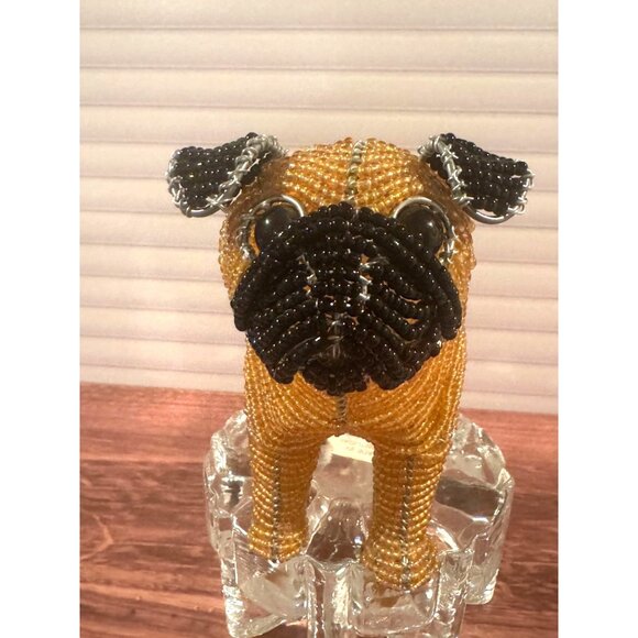 Beadworx Pug Dog “Gertrude” – Handcrafted Beaded Glass Figurine - Picture 1 of 9